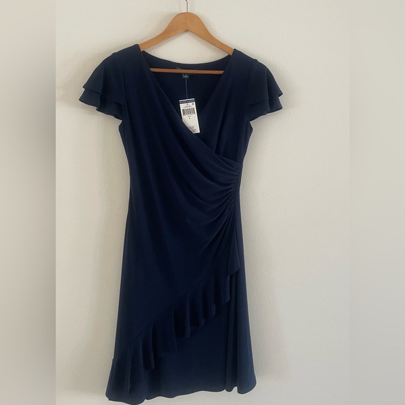 Ralph Lauren Dresses & Skirts - Lauren Ralph Lauren Navy Flutter Sleeve Ruched Dress | Size 0 | New With Tags